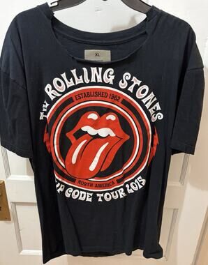Rolling Stones 2015 Zip Code Tour Women's XL Black T-Shirt